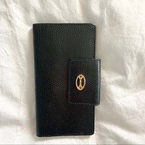 M. London black textured leather credit card case